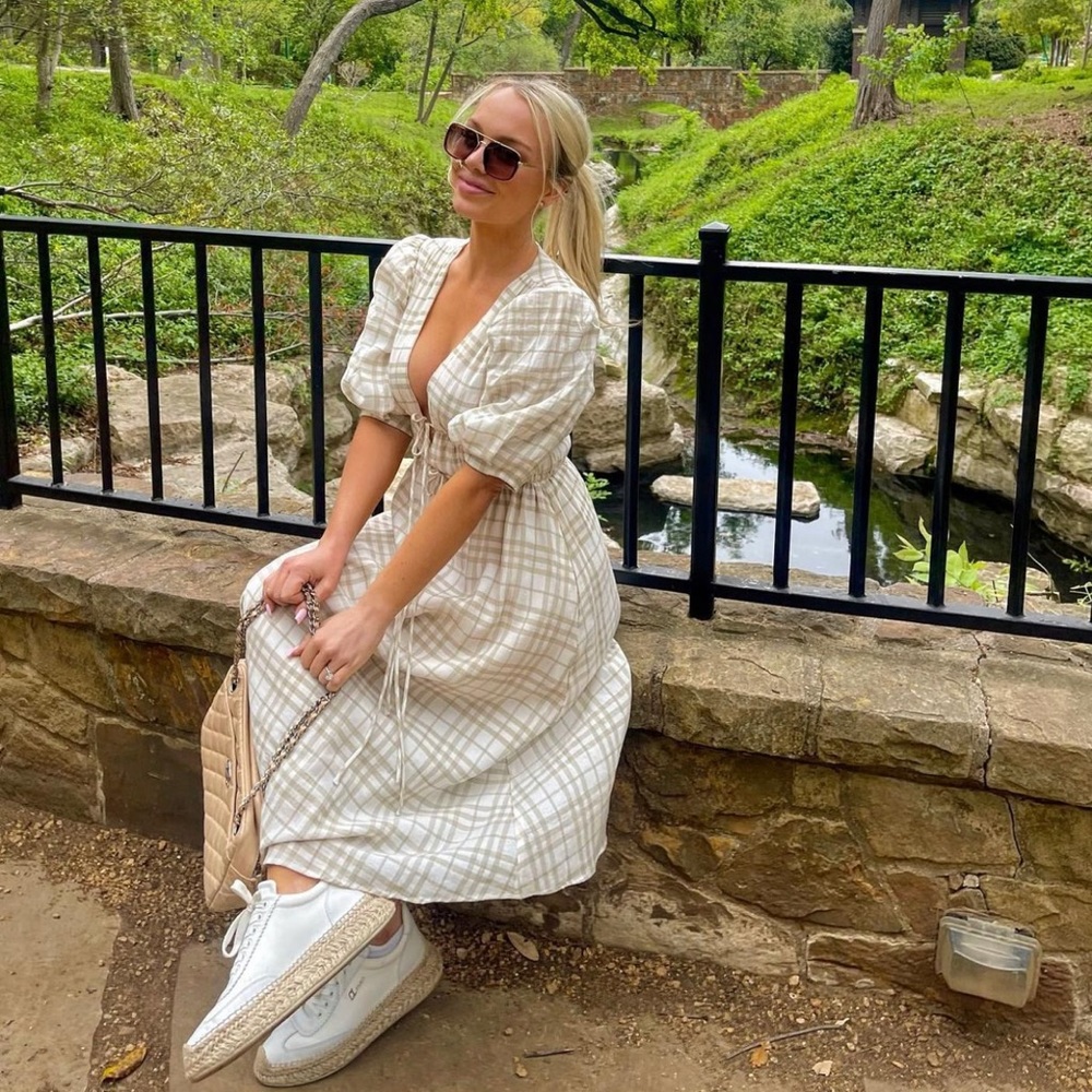 Moodie Dress Neutral Checkered